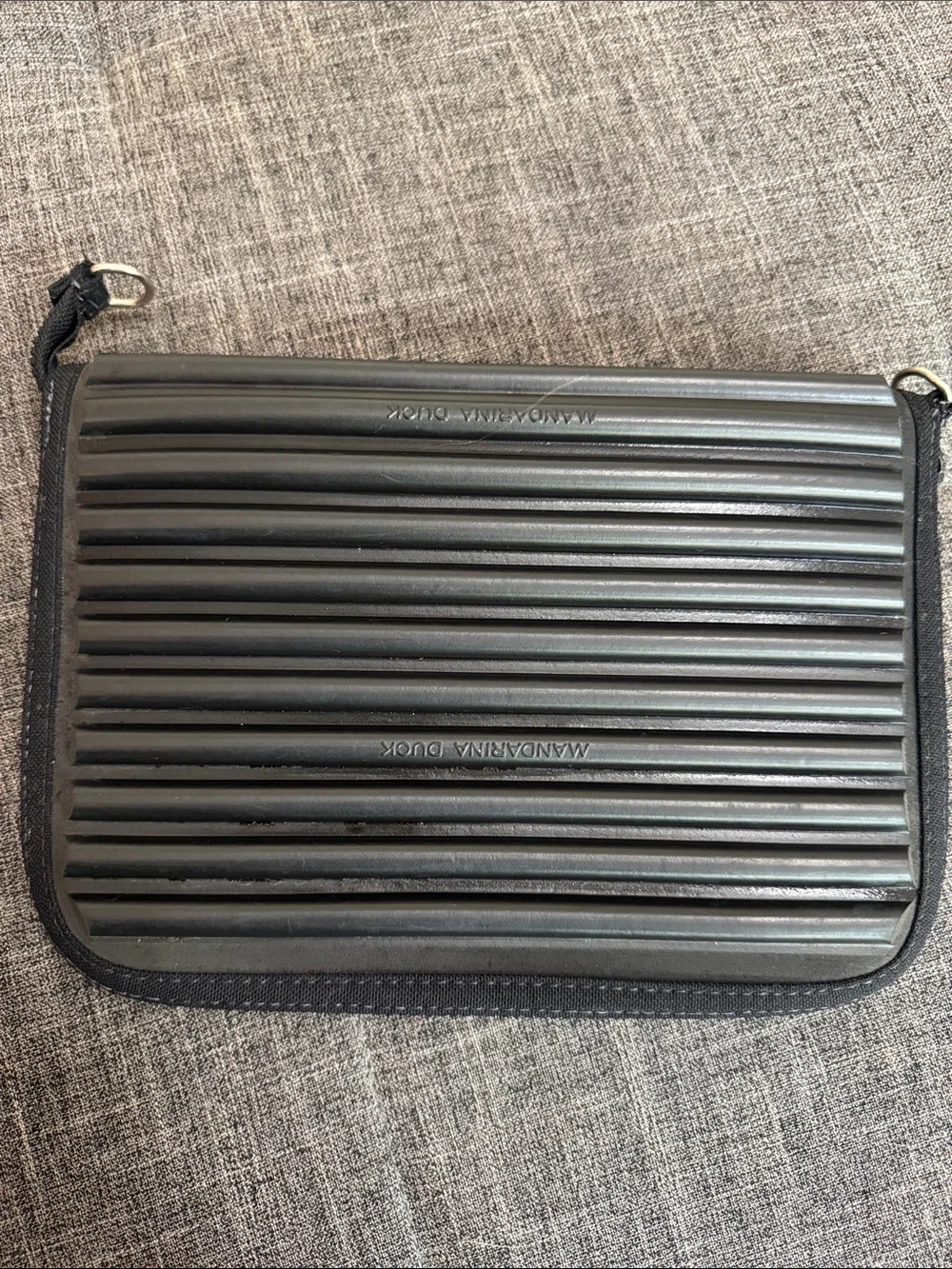 Vintage Mandarina Duck Tank Ribbed Rubber Clutch Travel Organizer Y2K Italy